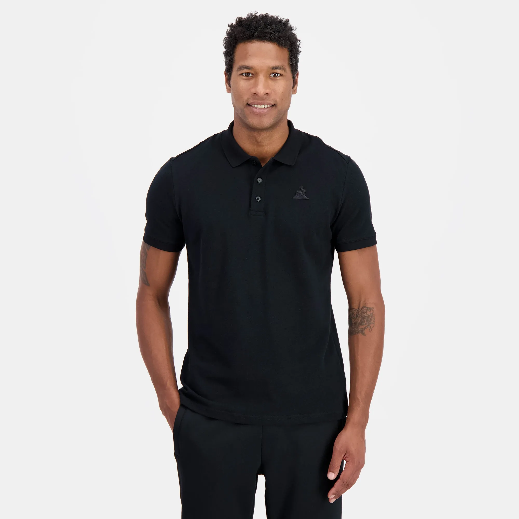 2410410-ESS T/T Polo SS N°1 M black | Polo Homme en jersey piqué coton