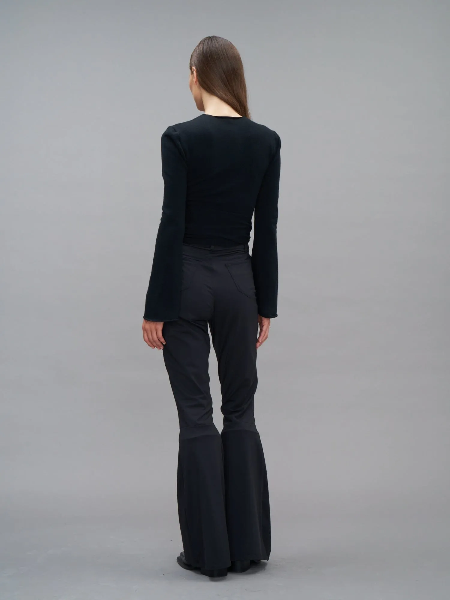 ADY - Pantalon patte d'éléphant taille haute en jersey Noir