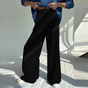 Aiertu Women Wide Leg Pants 2024 Spring Elegant Office Lady Casual Fashion Pantalones High Waist Commuting Solid Color Trousers