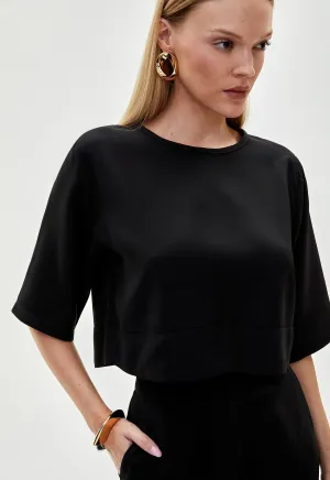 Blusa Crepe Manga Bella - Preto