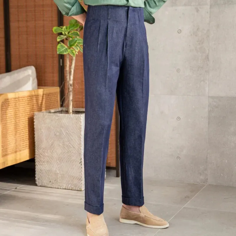 BONSIR   -  High Waist Trousers Pant For Man OfficeTrouser Business Casual Pant British Social Club Outfits Pantalones Hombre Excluding Belt