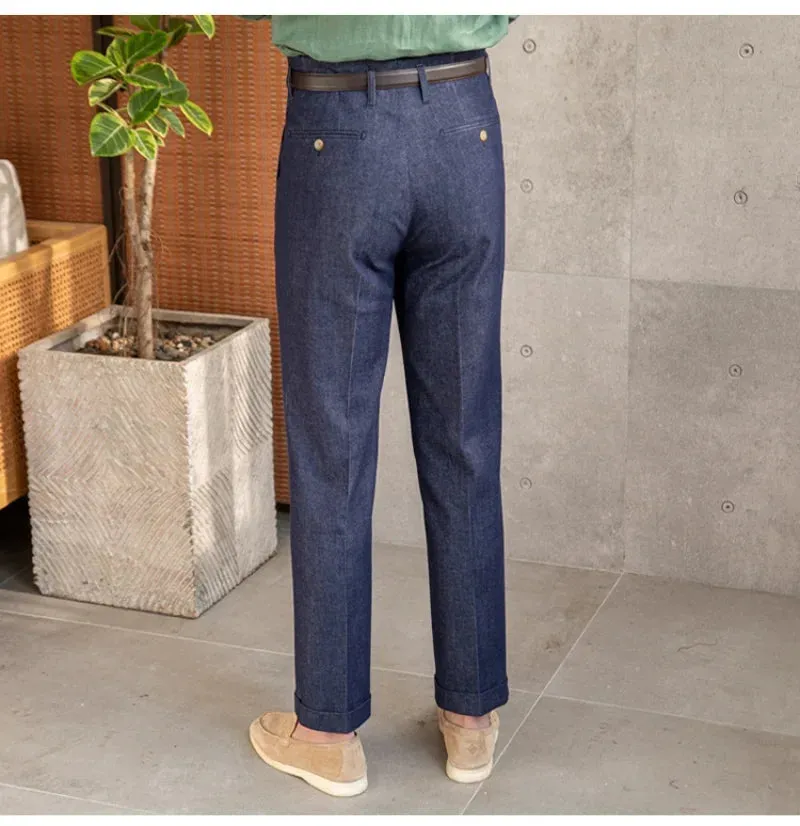 BONSIR   -  High Waist Trousers Pant For Man OfficeTrouser Business Casual Pant British Social Club Outfits Pantalones Hombre Excluding Belt