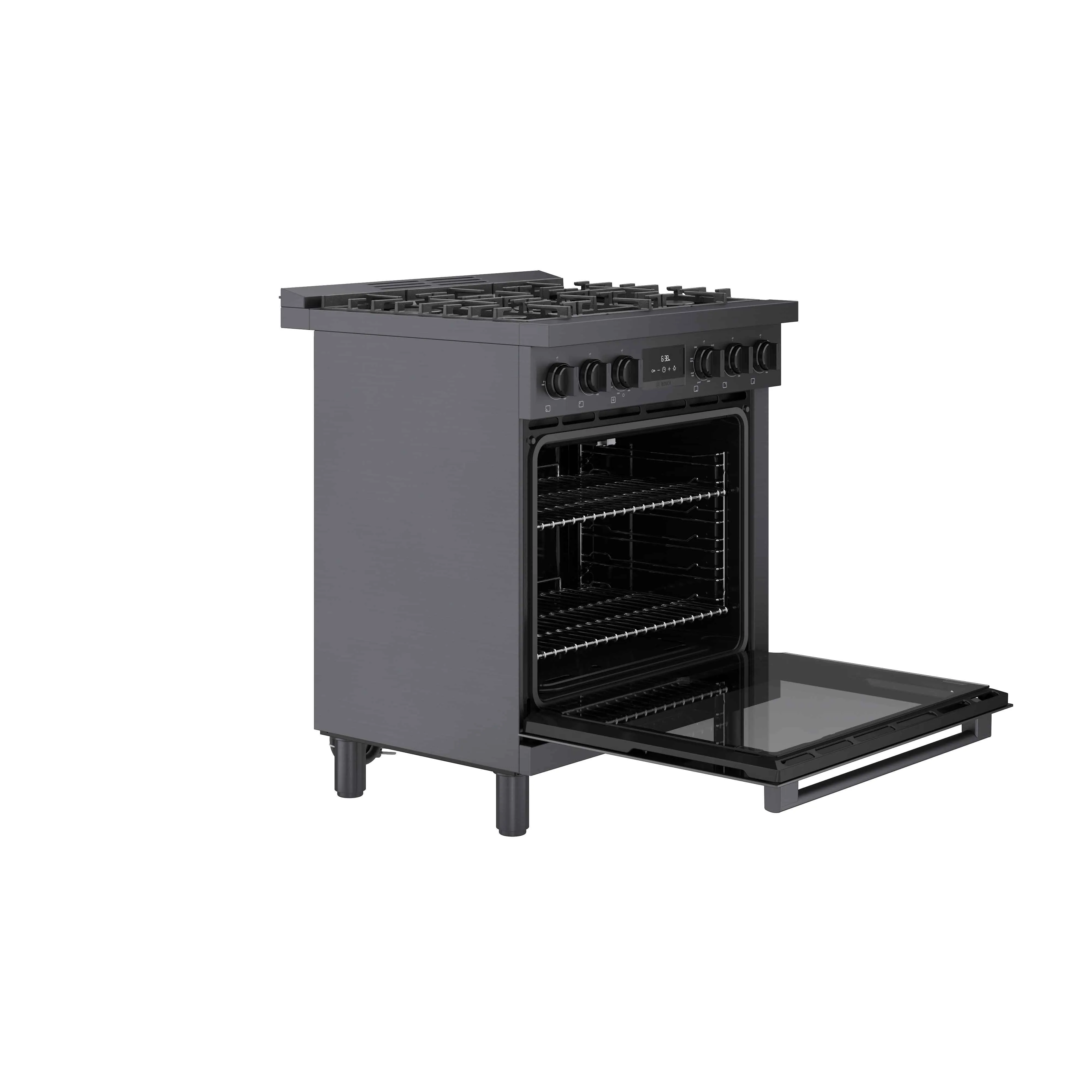 Bosch 30" Industrial Style Duel-Fuel Range Black Stainless Steel - HDS8045C