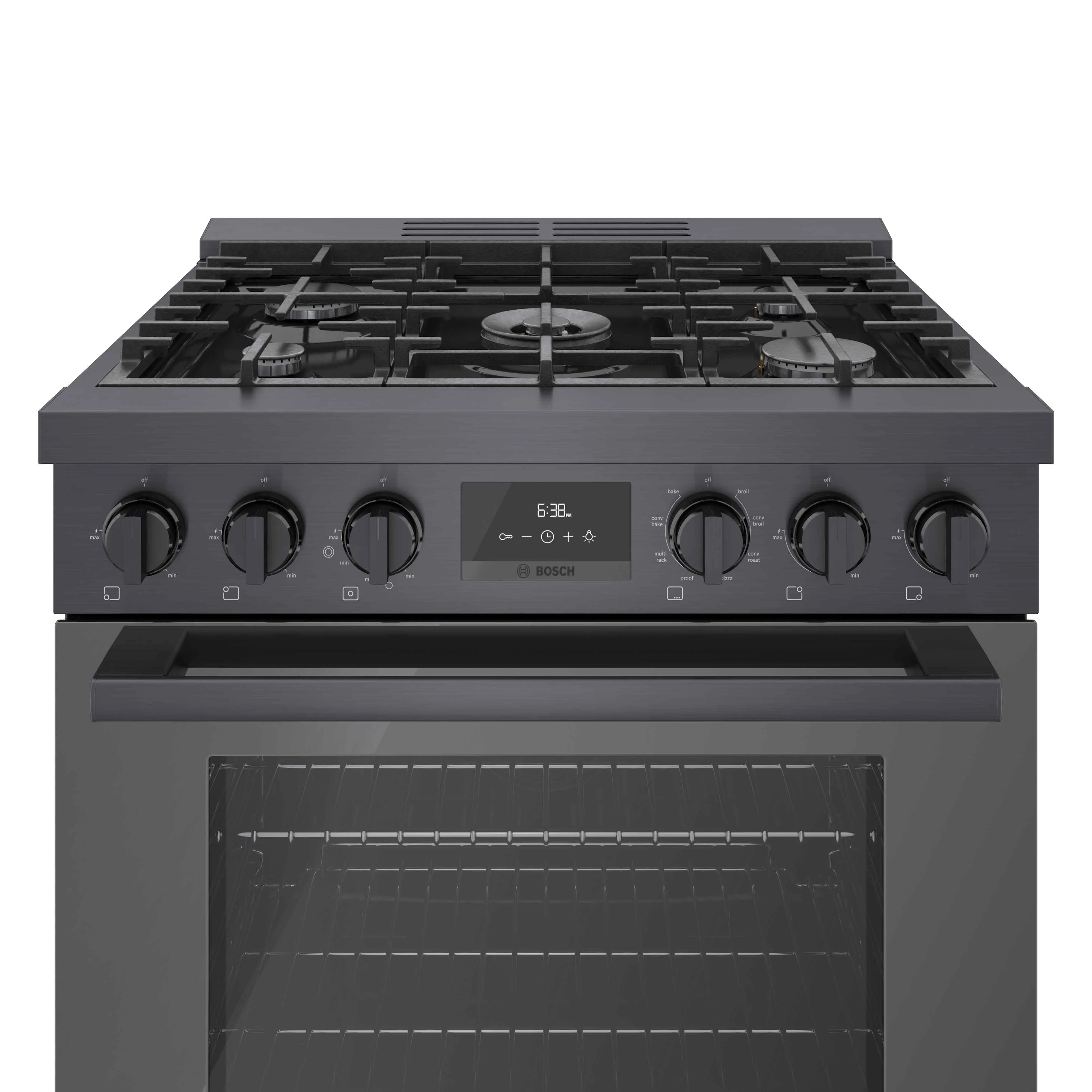 Bosch 30" Industrial Style Duel-Fuel Range Black Stainless Steel - HDS8045C