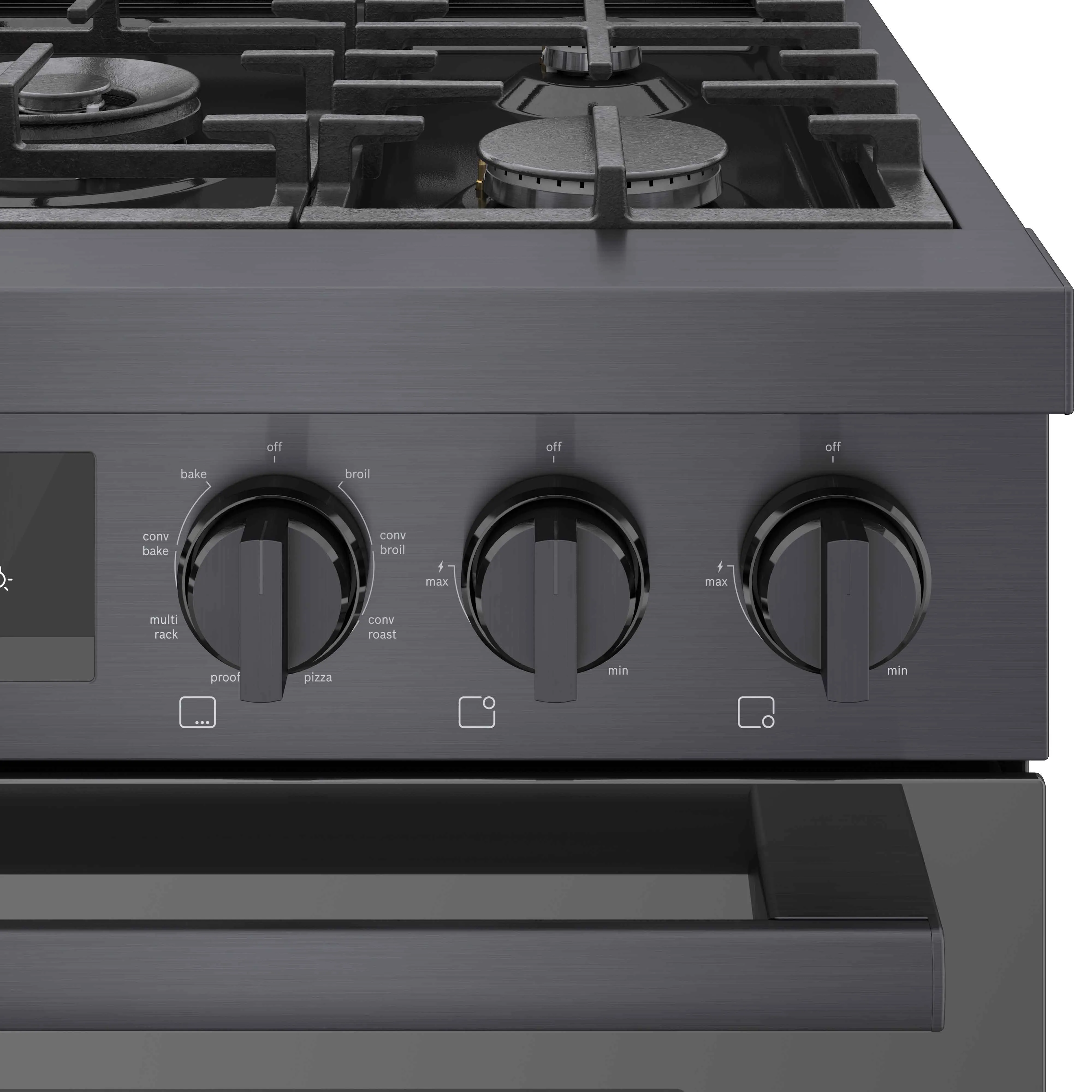 Bosch 30" Industrial Style Duel-Fuel Range Black Stainless Steel - HDS8045C