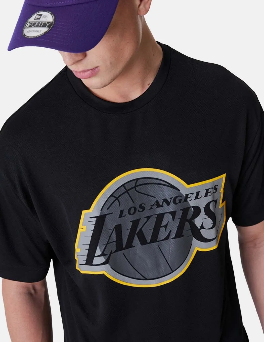 Camiseta New Era NBA Outline Mesh Lakers Negro