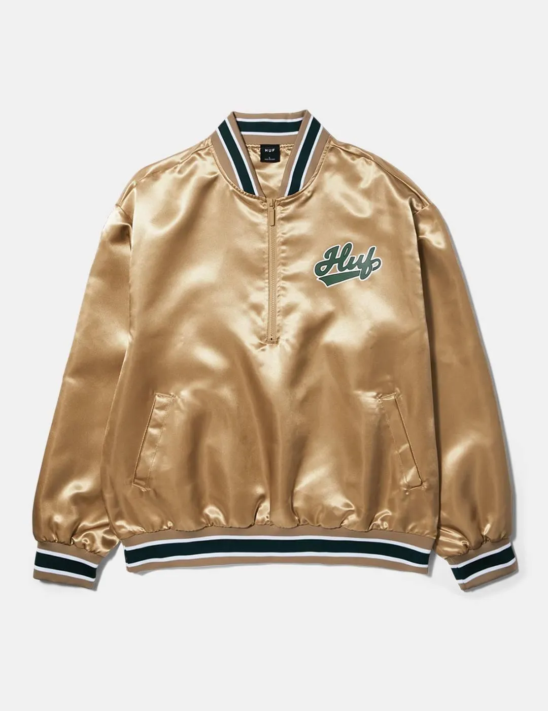 Chaqueta HUF Pop Fly Satin Baseball Beige