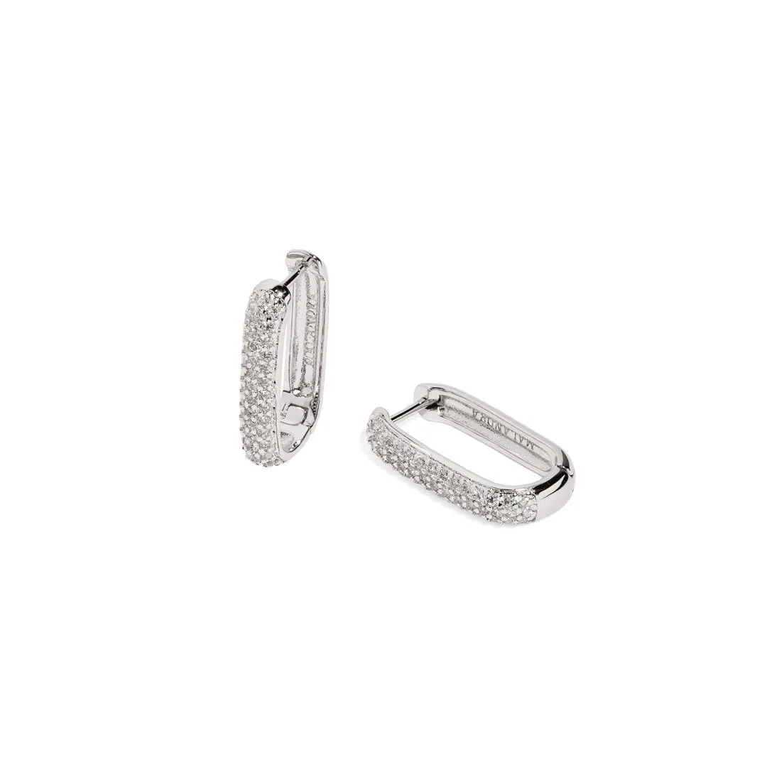 CLIP LINK PAVE SILVER EARRINGS