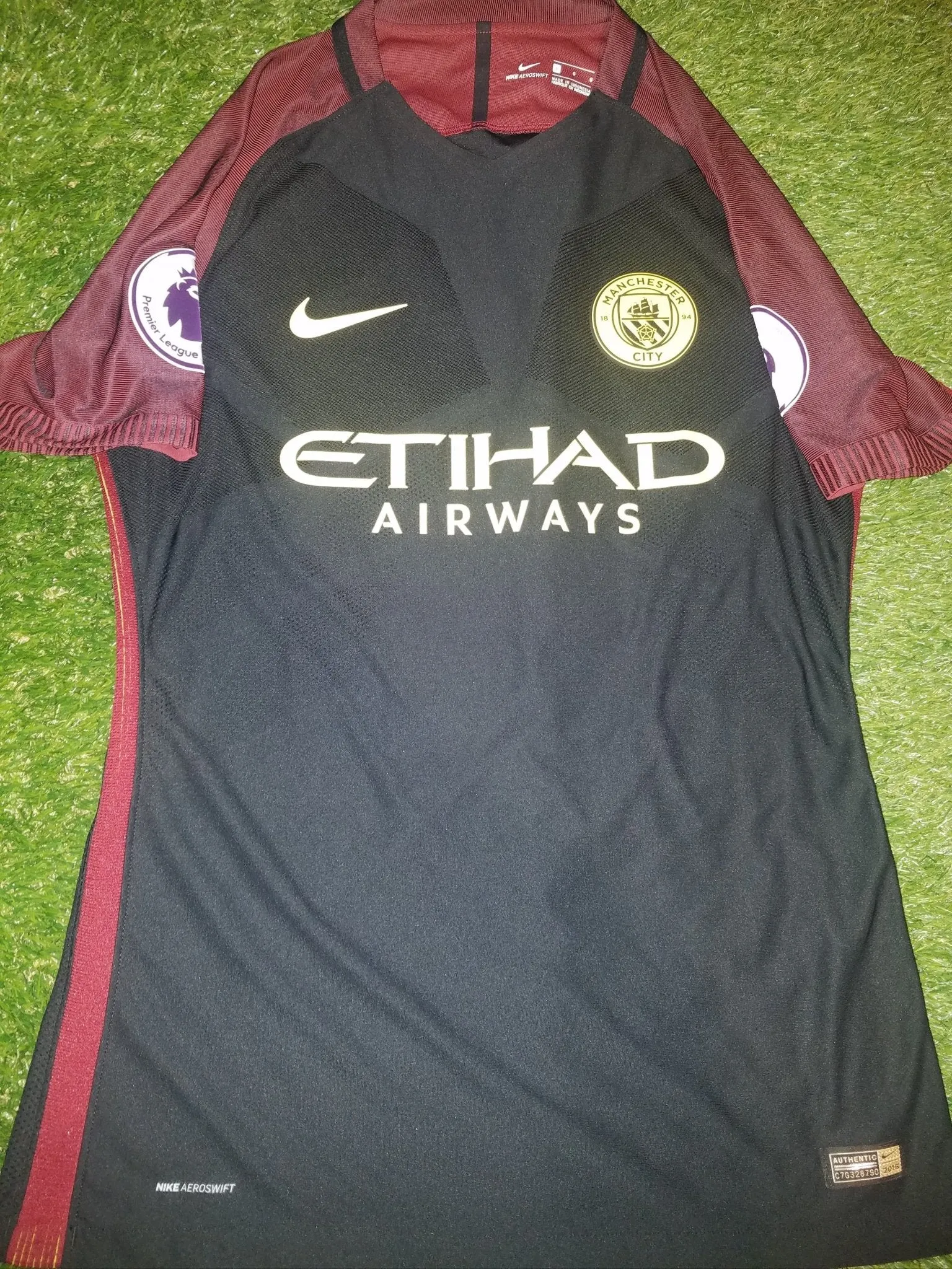 De Bruyne Manchester City MATCH WORN 2016 2017 Black Jersey Shirt L SKU# 776902-011