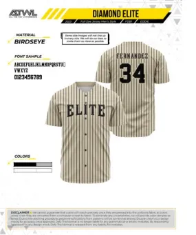 Diamond Elite Cream Full Button Game Jersey