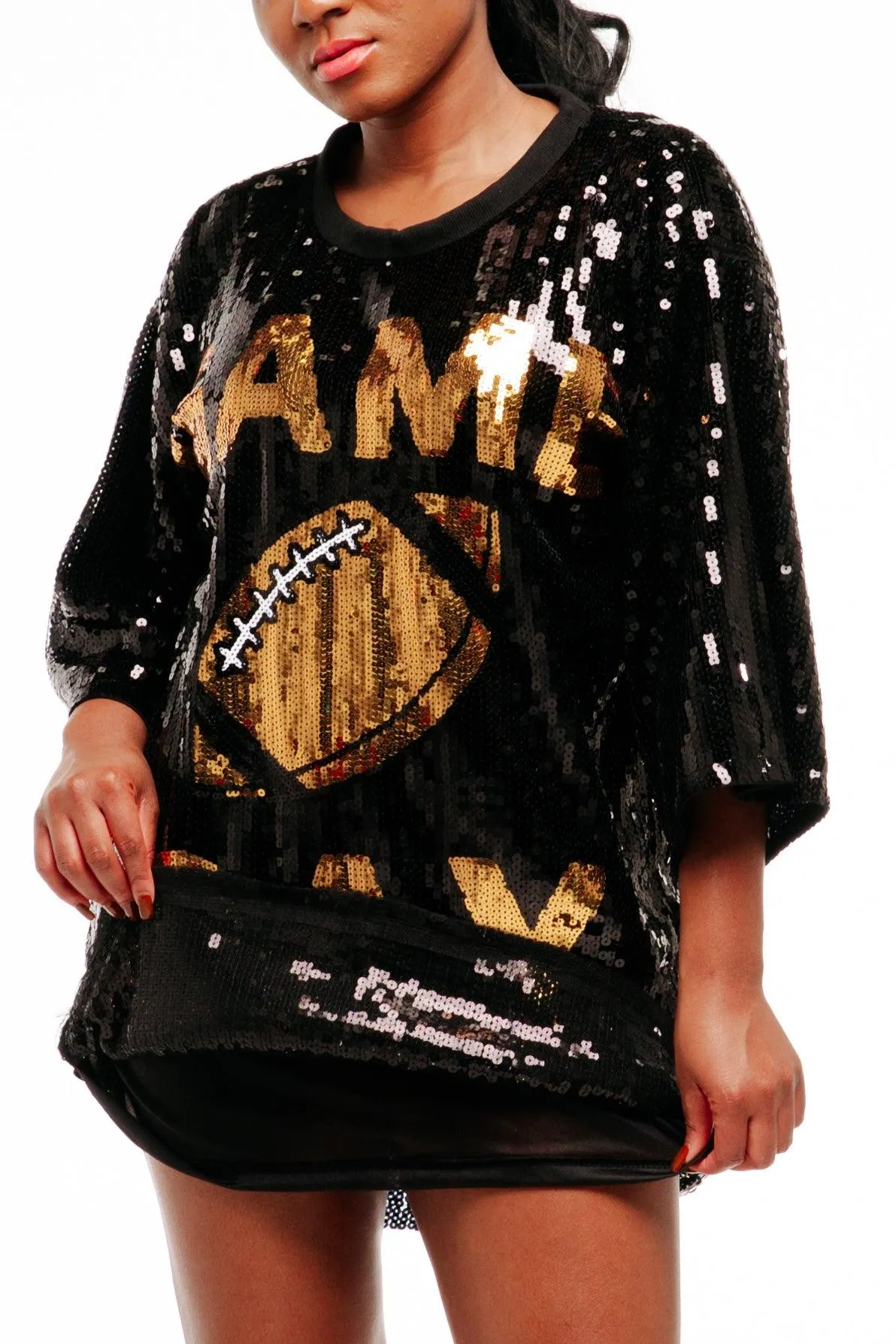 Game Day Sequin Dress - Black