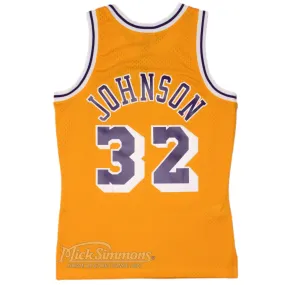 Los Angeles Lakers 32 Home Magic Johnson 1984-85 Hardwood Classics Swingman Road Jersey by Mitchell & Ness