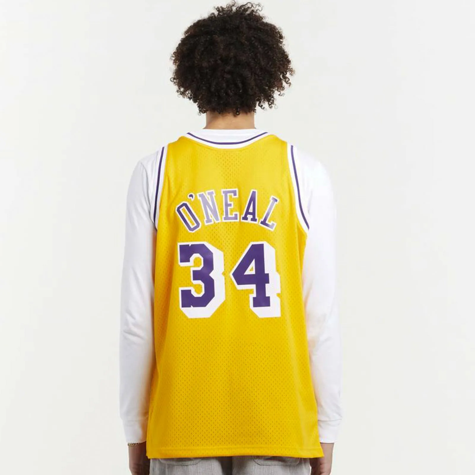 Los Angeles Lakers 32 Home Magic Johnson 1984-85 Hardwood Classics Swingman Road Jersey by Mitchell & Ness