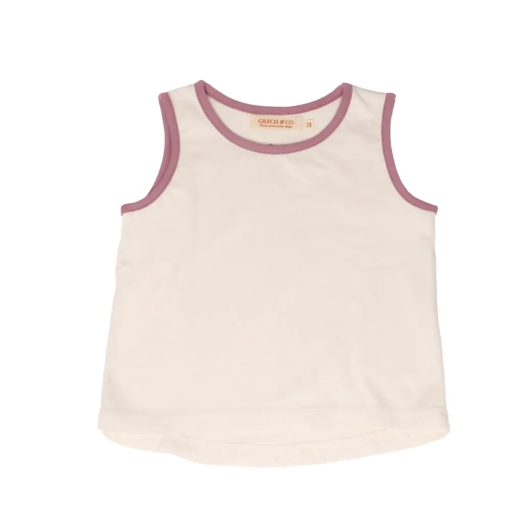 Oversized Tank Top | GOTS - Creamy White, Mauve Rose