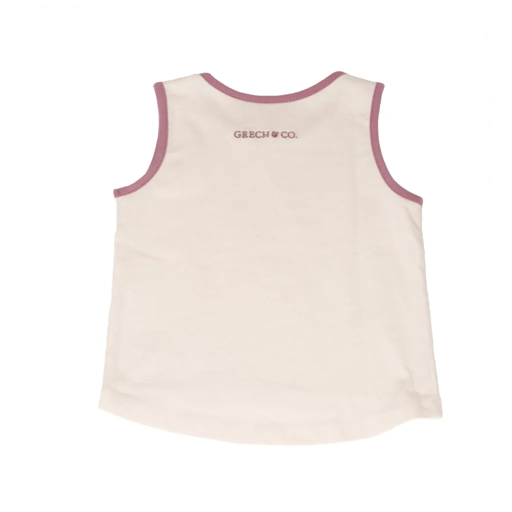 Oversized Tank Top | GOTS - Creamy White, Mauve Rose