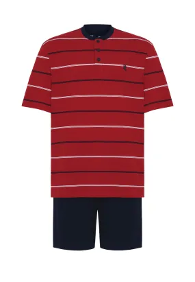 Pijama Hombre Corto Tapeta Punto Rayas - Rojo 3562_94