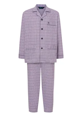 Pijama Hombre Largo Solapa Popelín Cuadros - Violeta 2977_95