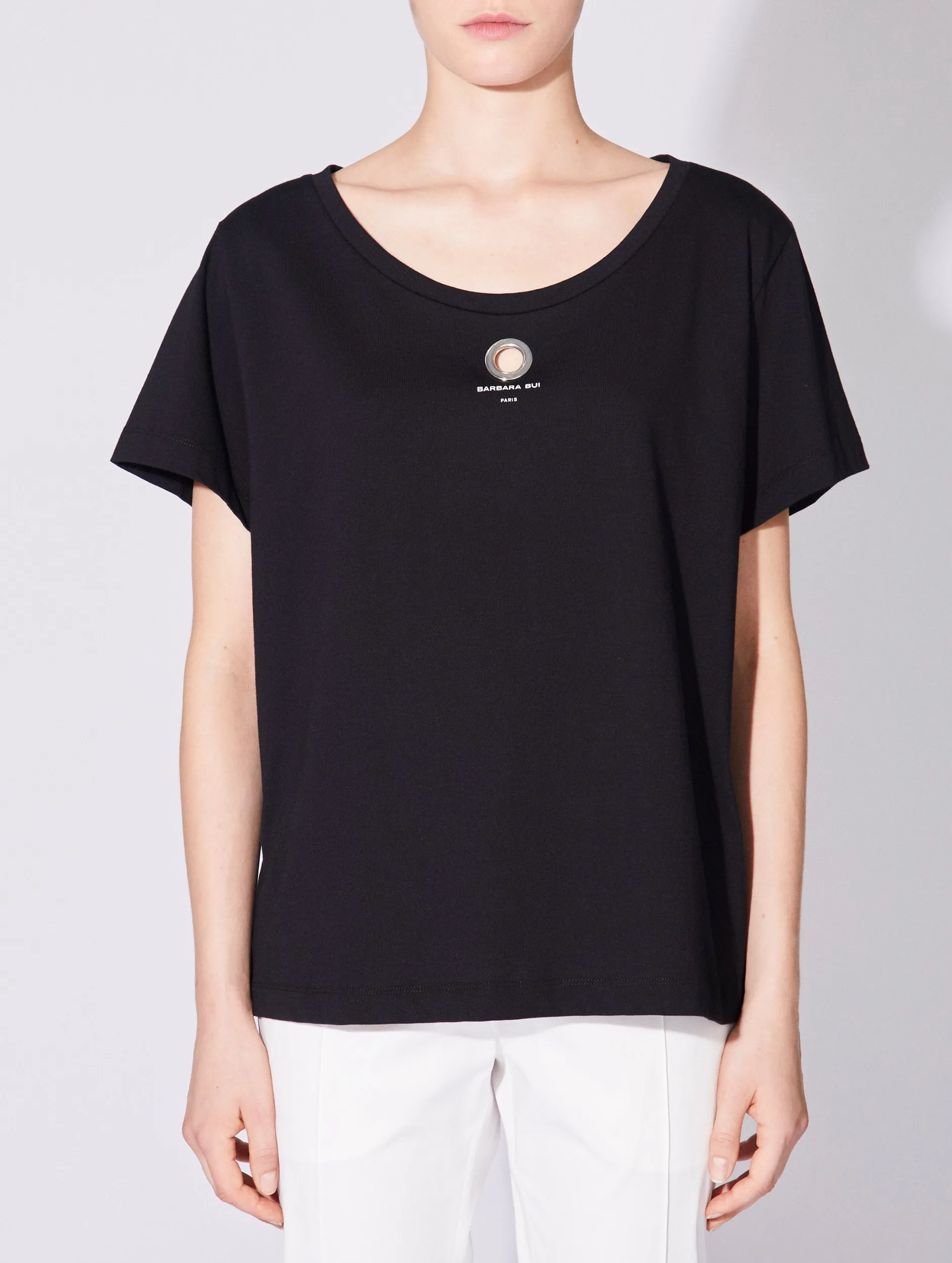 Tee-shirt manches courtes en jersey de coton noir