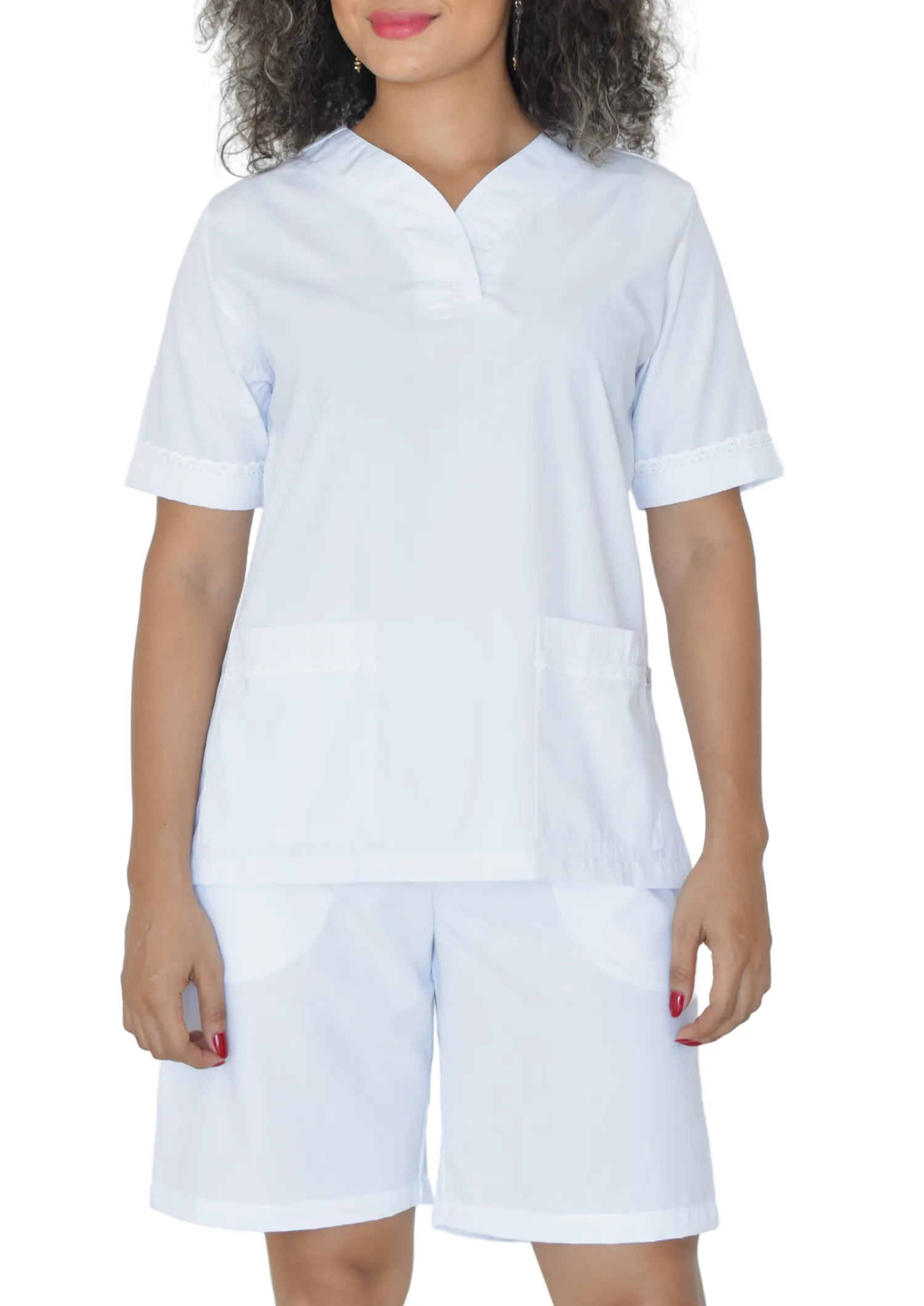 Uniforme de Bermuda - Popelina Blanco con Letín